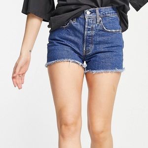 Levi’s 501 dark wash cut off shorts